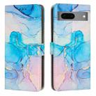 For Google Pixel 7 Painted Marble Pattern Leather Phone Case(Pink Green) - 1
