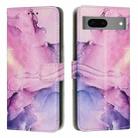 For Google Pixel 7 Painted Marble Pattern Leather Phone Case(Purple) - 1