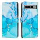 For Google Pixel 7 Pro Painted Marble Pattern Leather Phone Case(Blue Green) - 1