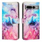 For Google Pixel 7 Pro Painted Marble Pattern Leather Phone Case(Pink Purple) - 1