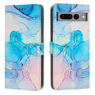 For Google Pixel 7 Pro Painted Marble Pattern Leather Phone Case(Pink Green) - 1