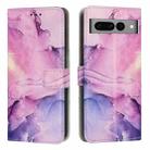 For Google Pixel 7 Pro Painted Marble Pattern Leather Phone Case(Purple) - 1