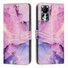 For Infinix Hot 11s NFC Painted Marble Pattern Leather Phone Case(Purple) - 1