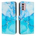 For Motorola Moto G42 Painted Marble Pattern Leather Phone Case(Blue Green) - 1