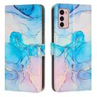 For Motorola Moto G42 Painted Marble Pattern Leather Phone Case(Pink Green) - 1