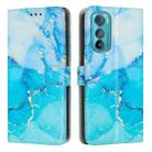 For Motorola Edge 30 Painted Marble Pattern Leather Phone Case(Blue Green) - 1