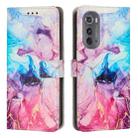 For Motorola Edge 2022 Painted Marble Pattern Leather Phone Case(Pink Purple) - 1