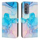 For Motorola Edge 2022 Painted Marble Pattern Leather Phone Case(Pink Green) - 1