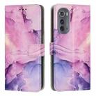 For Motorola Edge 2022 Painted Marble Pattern Leather Phone Case(Purple) - 1