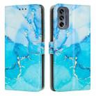 For Motorola Moto G62 5G Painted Marble Pattern Leather Phone Case(Blue Green) - 1