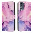 For Motorola Moto G62 5G Painted Marble Pattern Leather Phone Case(Purple) - 1