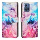 For Motorola Moto S30 Pro Painted Marble Pattern Leather Phone Case(Pink Purple) - 1