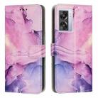 For OPPO A57 2022 Painted Marble Pattern Leather Phone Case(Purple) - 1