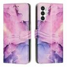 For Tecno Pova 3 Painted Marble Pattern Leather Phone Case(Purple) - 1