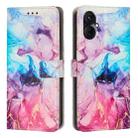 For Tecno Spark 9 Pro Painted Marble Pattern Leather Phone Case(Pink Purple) - 1