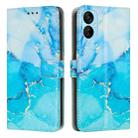 For Tecno Spark 9T Painted Marble Pattern Leather Phone Case(Blue Green) - 1