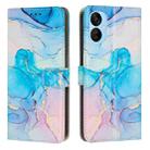 For Tecno Spark 9T Painted Marble Pattern Leather Phone Case(Pink Green) - 1