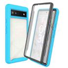 For Googel Pixel 6A Starry Sky Full Body Hybrid Shockproof Phone Case(Light Blue) - 1