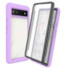 For Googel Pixel 6A Starry Sky Full Body Hybrid Shockproof Phone Case(Light Purple) - 1