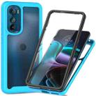 For Motorola Moto Edge 30 Starry Sky Full Body Hybrid Shockproof Phone Case(Light Blue) - 1