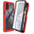 For Motorola Moto G22 / E32 Starry Sky Full Body Hybrid Shockproof Phone Case(Red) - 1