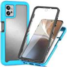 For Motorola Moto G32 Starry Sky Full Body Hybrid Shockproof Phone Case(Light Blue) - 1
