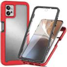 For Motorola Moto G32 Starry Sky Full Body Hybrid Shockproof Phone Case(Red) - 1