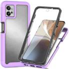 For Motorola Moto G32 Starry Sky Full Body Hybrid Shockproof Phone Case(Light Purple) - 1