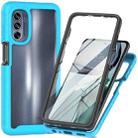 For Motorola Moto G62 5G Starry Sky Full Body Hybrid Shockproof Phone Case(Light Blue) - 1