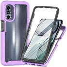 For Motorola Moto G62 5G Starry Sky Full Body Hybrid Shockproof Phone Case(Light Purple) - 1