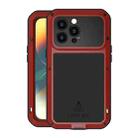 For iPhone 14 Pro Max LOVE MEI Metal Shockproof Life Waterproof Dustproof Phone Case(Red) - 1