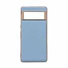 For Google Pixel 6 Waves Series Nano Electroplating Genuine Leather Phone Case(Blue) - 1