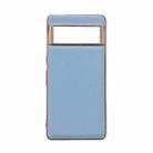 For Google Pixel 6 Pro Waves Series Nano Electroplating Genuine Leather Phone Case(Blue) - 1