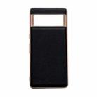 For Google Pixel 6a Waves Series Nano Electroplating Genuine Leather Phone Case(Black) - 1