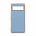 For Google Pixel 6a Waves Series Nano Electroplating Genuine Leather Phone Case(Blue) - 1