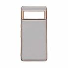 For Google Pixel 6a Waves Series Nano Electroplating Genuine Leather Phone Case(Grey) - 1