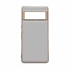 For Google Pixel 7 Waves Series Nano Electroplating Genuine Leather Phone Case(Grey) - 1