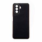 For Huawei Enjoy 50 / nova Y70 Plus / nova Y70 4G Waves Series Nano Electroplating Genuine Leather Phone Case(Black) - 1