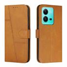 For vivo V25 / V25e Stitching Calf Texture Buckle Leather Phone Case(Yellow) - 1