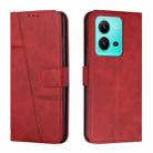 For vivo V25 / V25e Stitching Calf Texture Buckle Leather Phone Case(Red) - 1