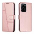 For vivo Y16 / Y02S Stitching Calf Texture Buckle Leather Phone Case(Pink) - 1