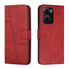 For vivo Y16 / Y02S Stitching Calf Texture Buckle Leather Phone Case(Red) - 1