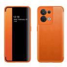 For OPPO Reno8 Magnetic Side Window View Flip Leather Phone Case(Orange) - 1