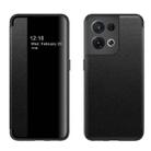 For OPPO Reno8 Pro Magnetic Side Window View Flip Leather Phone Case(Black) - 1