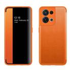 For OPPO Reno8 Pro Magnetic Side Window View Flip Leather Phone Case(Orange) - 1