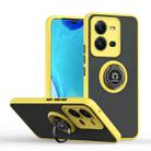 For vivo V25 Q Shadow 1 Series TPU + PC Phone Case with Ring(Yellow) - 1