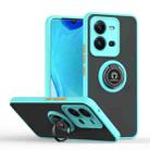 For vivo V25 Q Shadow 1 Series TPU + PC Phone Case with Ring(Sky Blue) - 1