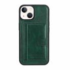 For iPhone 14 Plus Card Slot Holder Leather Phone Case(Green) - 1