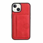 For iPhone 14 Plus Card Slot Holder Leather Phone Case(Red) - 1