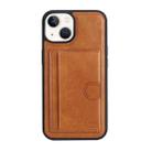 For iPhone 14 Plus Card Slot Holder Leather Phone Case(Brown) - 1
